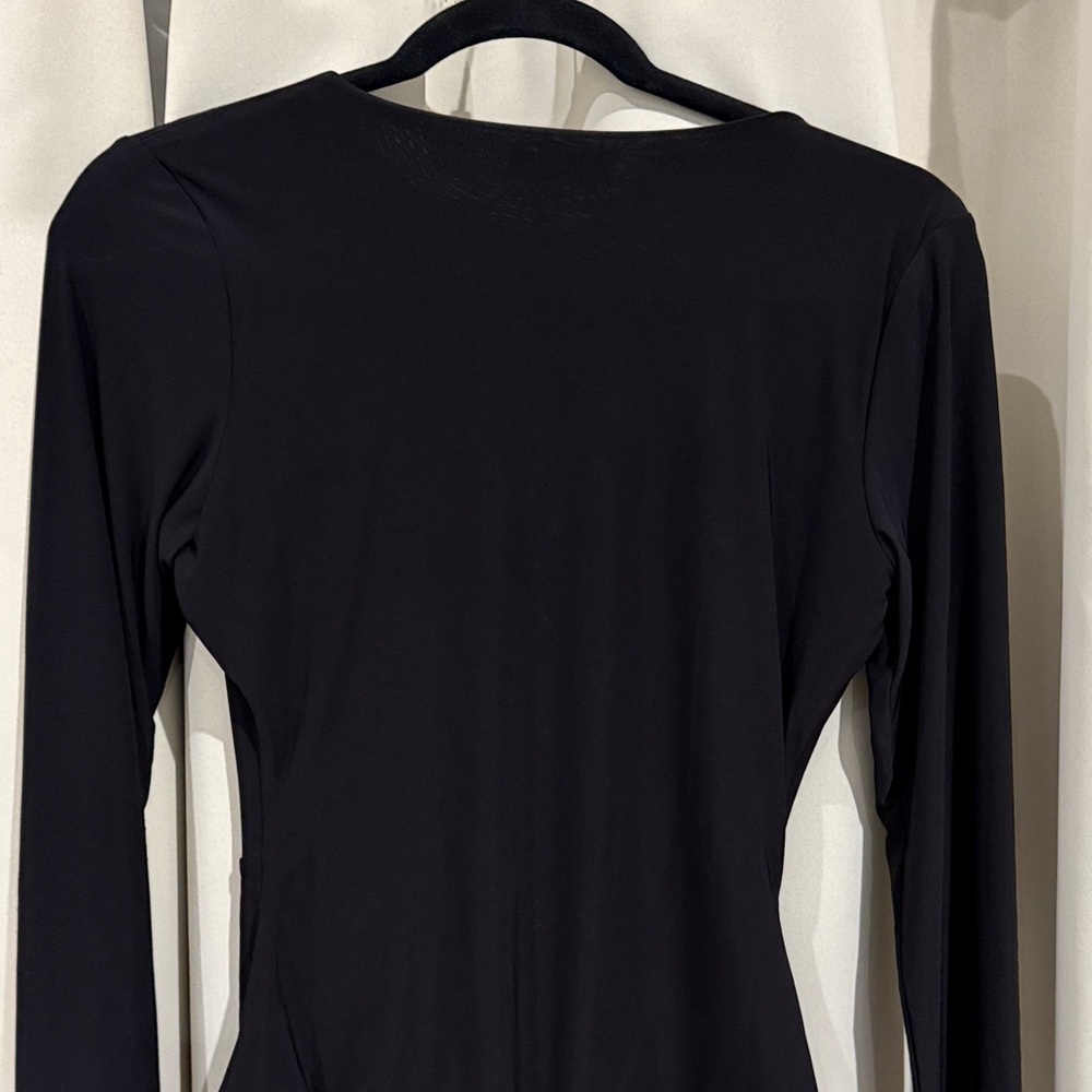 Naked Wardrobe size L Black Long Sleeve Bodysuit with Lace-Up Detail - Picture 5 of 5